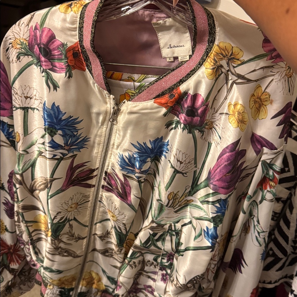 Elevenses Floral Bomber Jacket, XLarge. Like New.